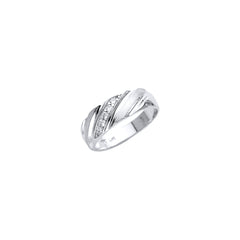 14K White Men's CZ Wedding Band or Trio Set