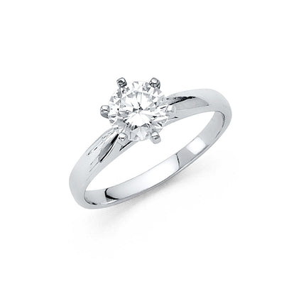 14K White CZ Engagement Ring