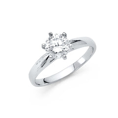14K White CZ Engagement Ring
