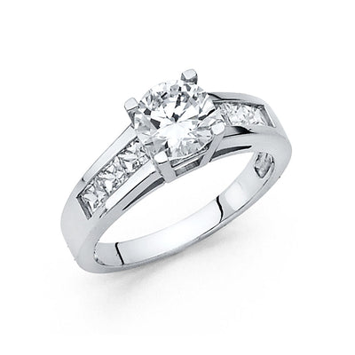 14K White CZ Engagement Ring