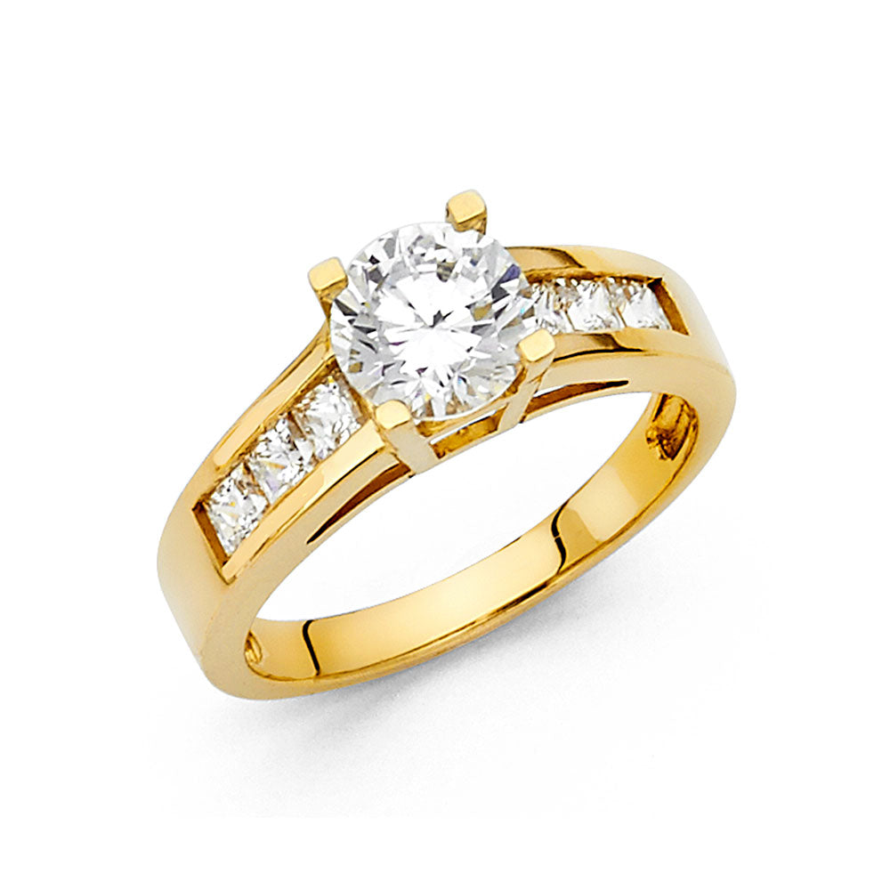 14K Yellow CZ Engagement Ring