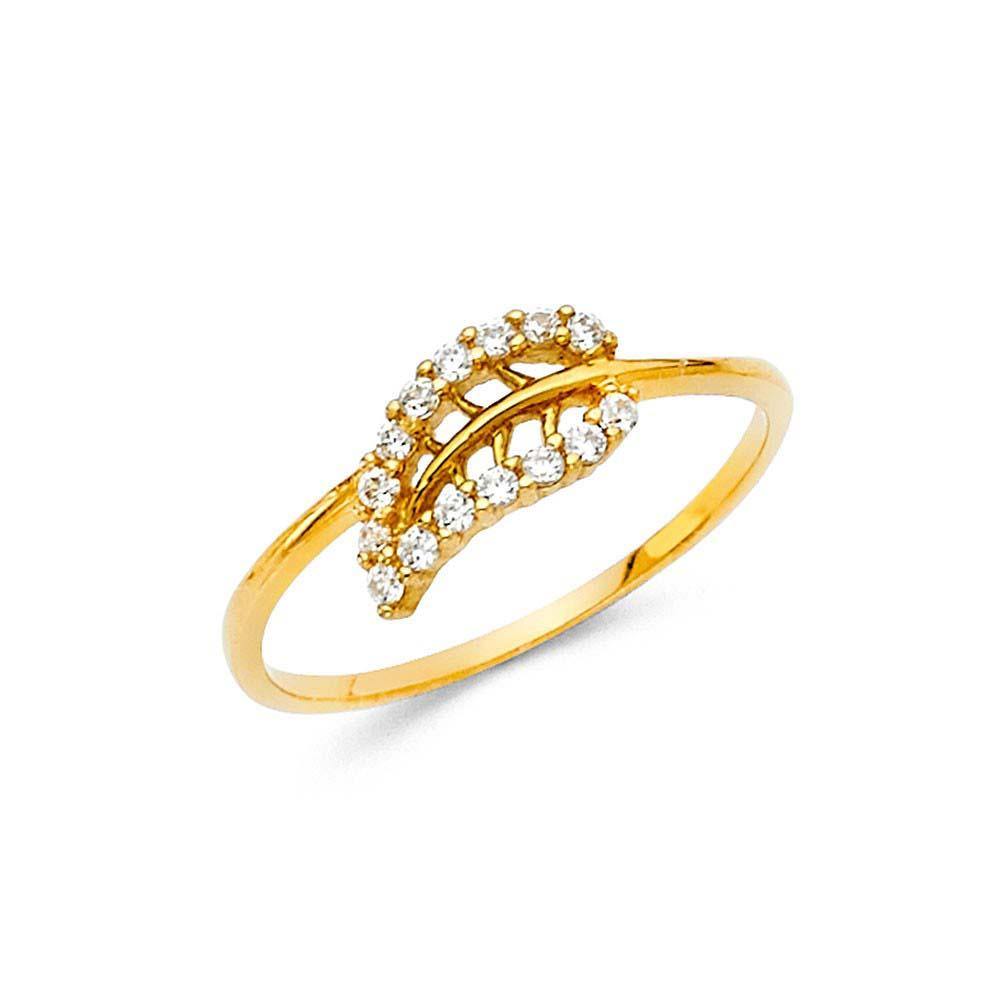 14K Yellow Gold 8mm Clear CZ Fancy Ring - silverdepot