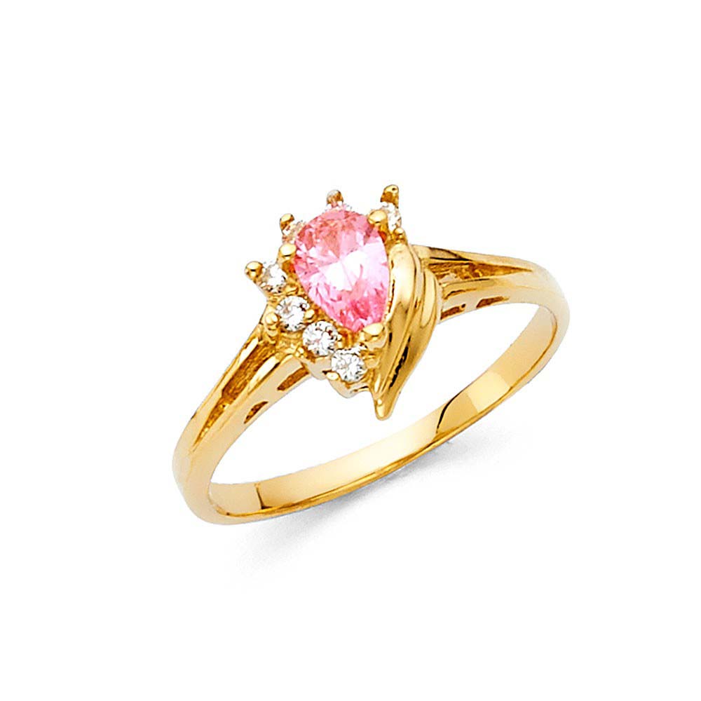 14K Yellow Gold Ladies Fancy CZ Ring