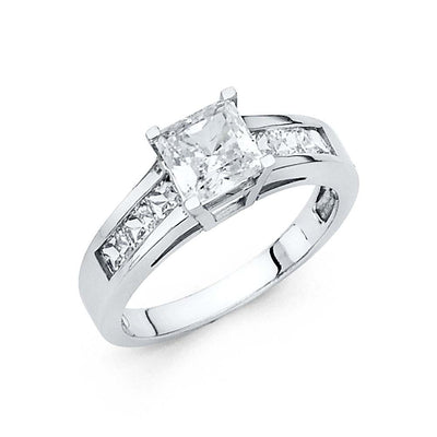 14K White Gold Polished Clear CZ Engagement Ring