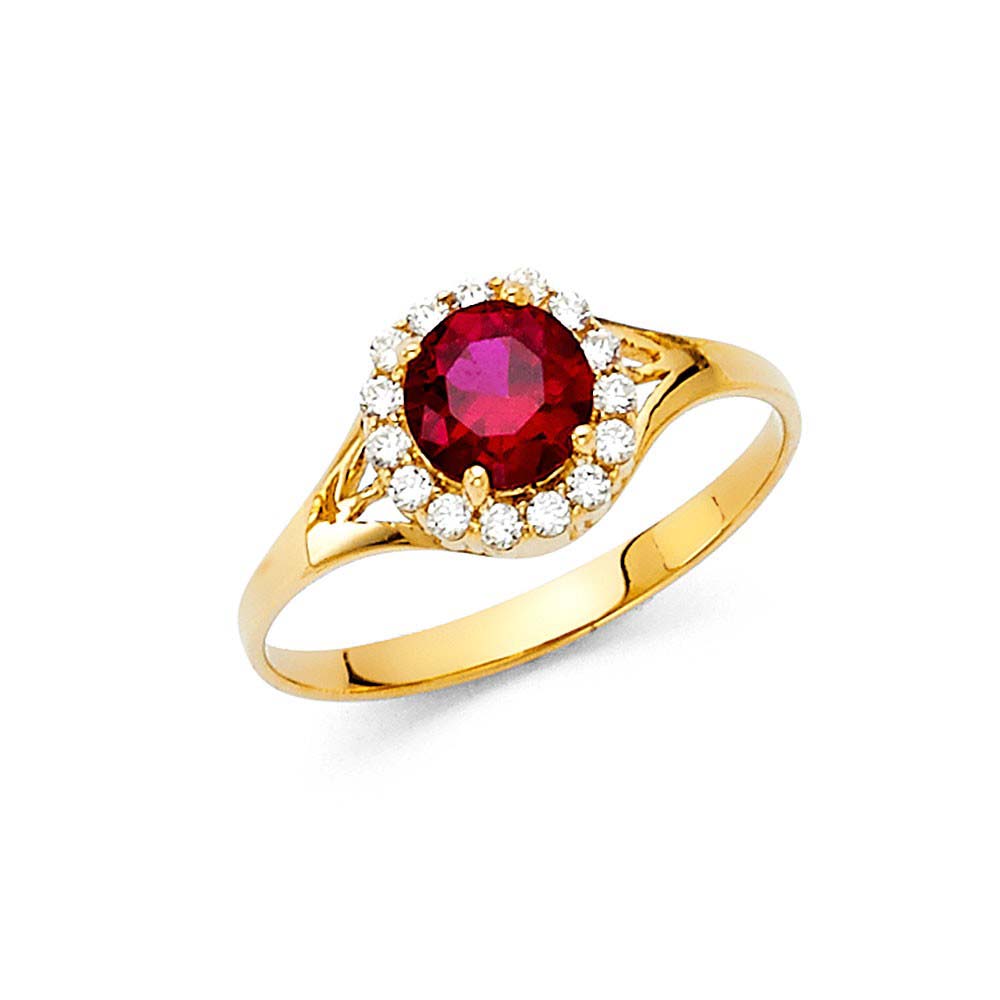 14K Yellow Gold Ladies Fancy CZ Ring