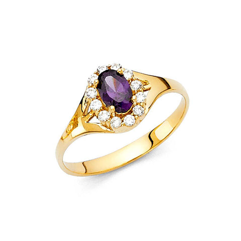 14K Yellow Gold Ladies Fancy CZ Ring