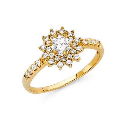 14K Yellow Gold Polished Clear CZ Engagement Ring