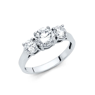 14K White Gold Polished Clear CZ Engagement Ring