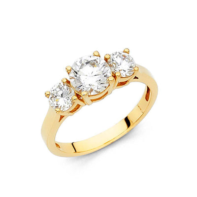 14K Yellow Gold Polished Clear CZ Engagement Ring