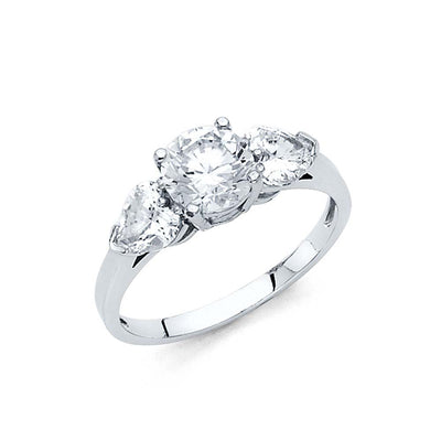 14K White Gold Polished Clear CZ Engagement Ring