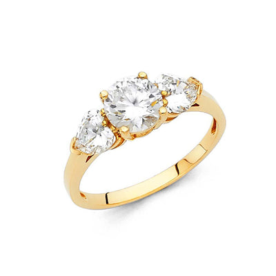 14K Yellow Gold Polished Clear CZ Engagement Ring