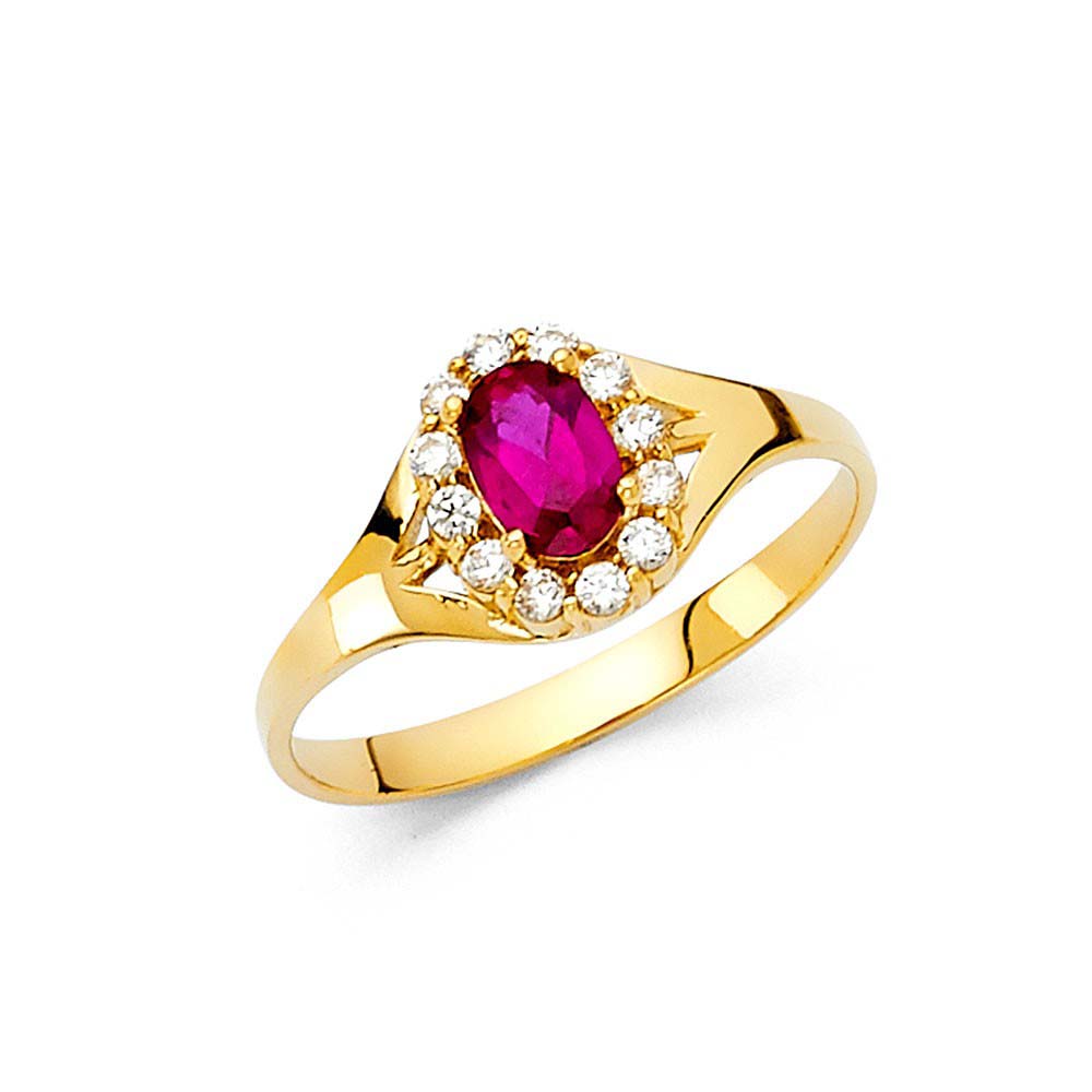 14K Yellow Gold Ladies Fancy CZ Ring