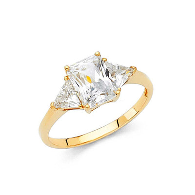 14K Yellow Gold Polished Clear CZ Engagement Ring