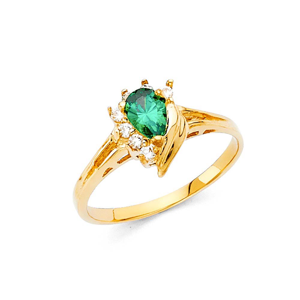 14K Yellow Gold Ladies Fancy CZ Ring