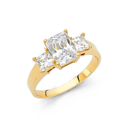 14K Yellow Gold Polished Clear CZ Engagement Ring