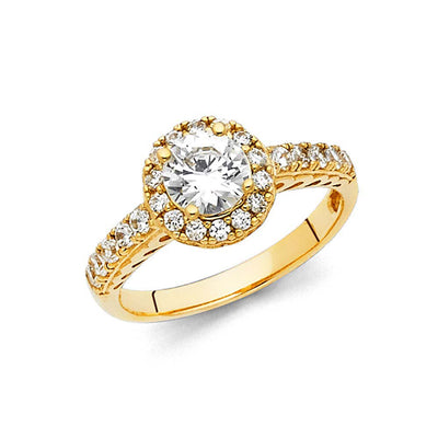 14K Yellow Gold 2.5mm Round CZ Engagement Ring