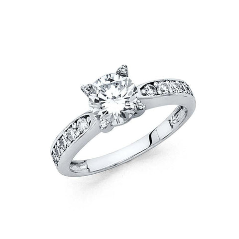 14K White Gold Polished Clear CZ Engagement Ring