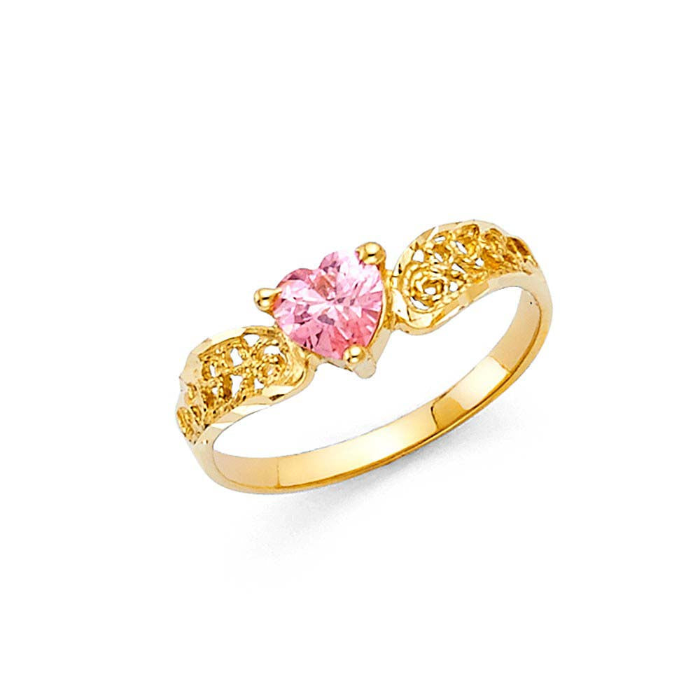 14K Yellow Gold Ladies Fancy CZ Ring