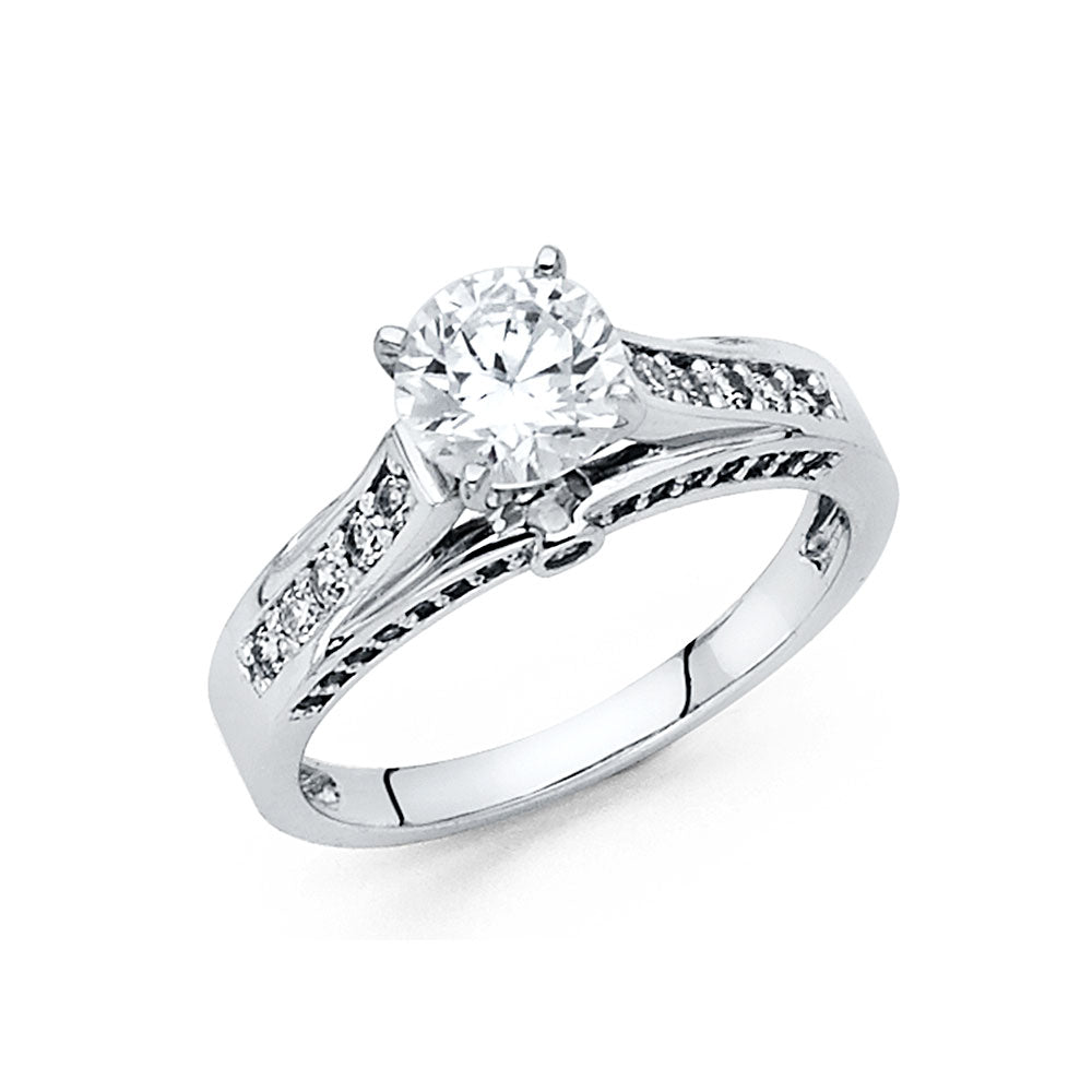 14K White CZ Engagement Ring
