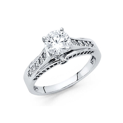14K White CZ Engagement Ring