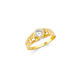 14K Yellow Gold APR Birth Stone Clear CZ Babies Ring