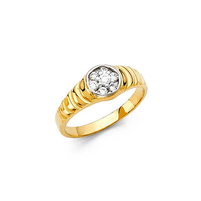 14K Yellow Gold 6mm CZ Babies Ring - silverdepot