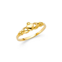 14K Yellow Gold 5mm CZ Hands Holding Heart Shape Babies Ring