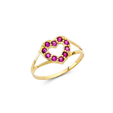 Load image into Gallery viewer, 14K Yellow Gold 8mm CZ Red Heart Shape Babies Ring - silverdepot
