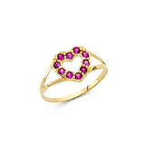 14K Yellow Gold 8mm CZ Red Heart Shape Babies Ring