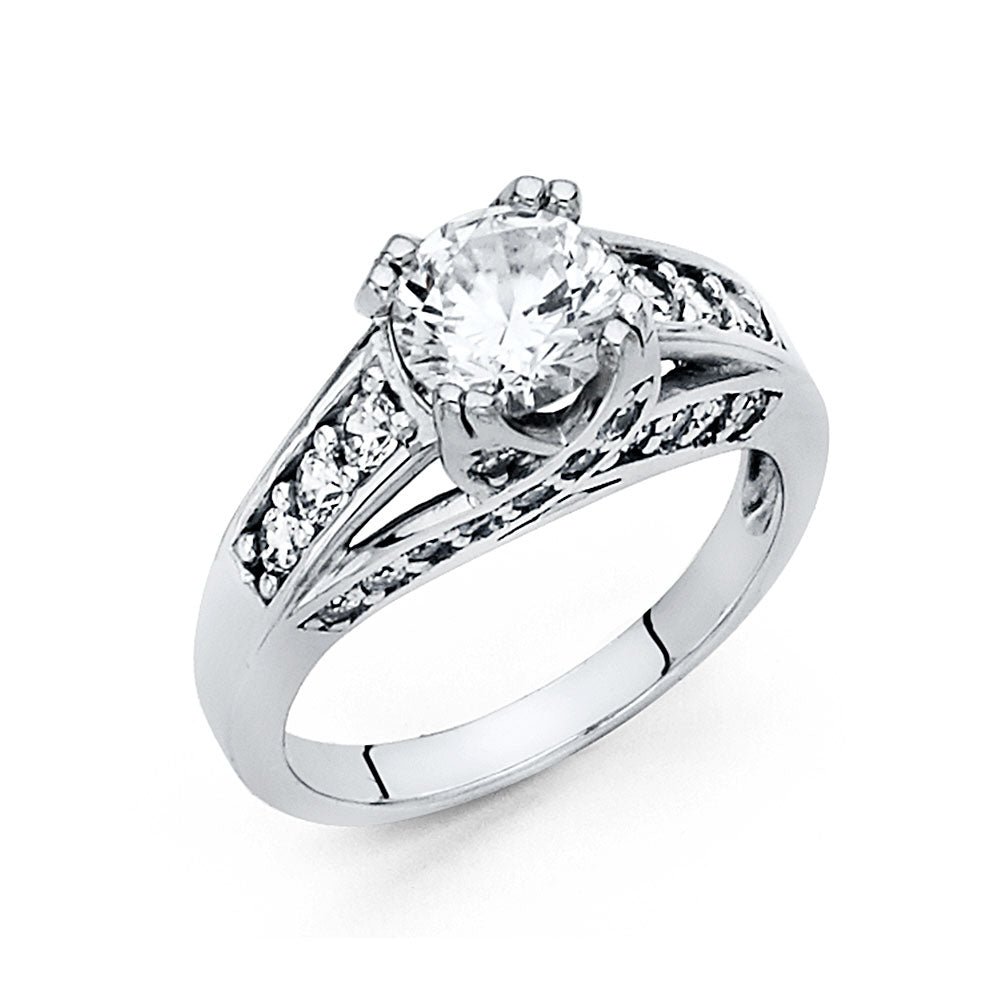 14K White CZ Engagement Ring