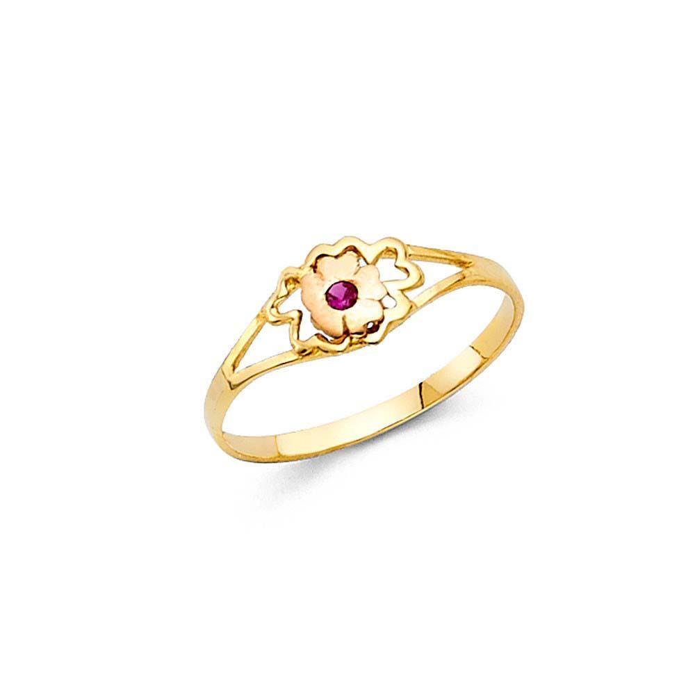 14K Yellow Gold 5mm CZ Flower Shape Babies Ring