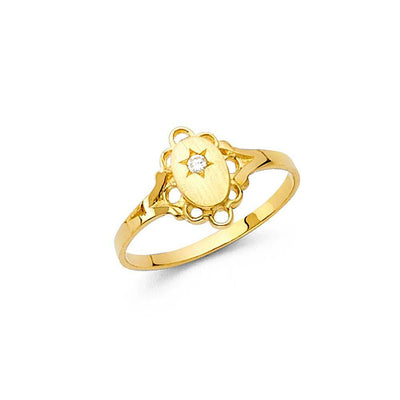 14K Yellow Gold 9mm CZ Babies Ring - silverdepot