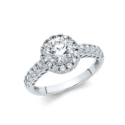 14K White Gold 2.5mm Round CZ Engagement Ring