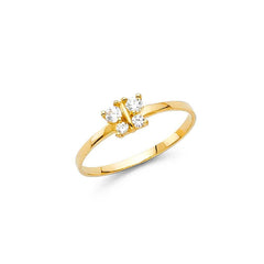 14K Yellow Gold 4mm CZ White Butterfly Shape Babies Ring