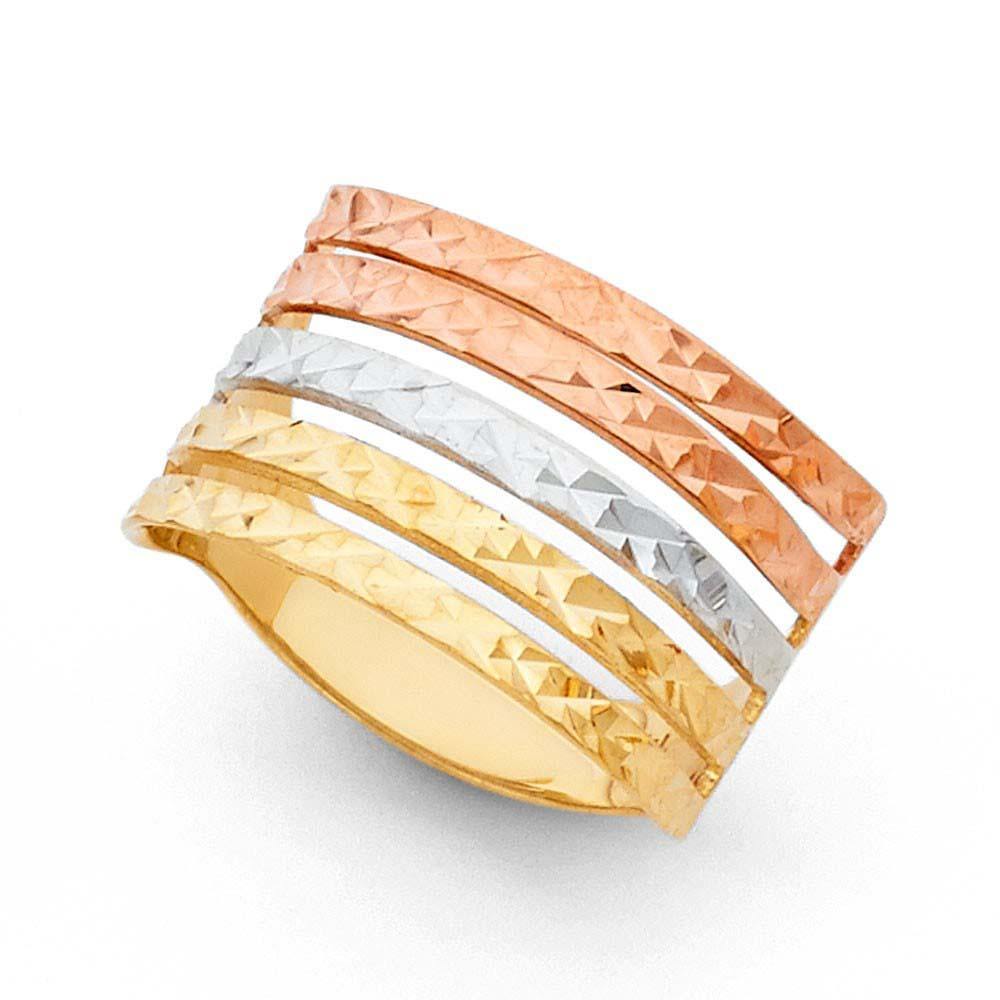14K Tri Color 15mm Semanario Ring