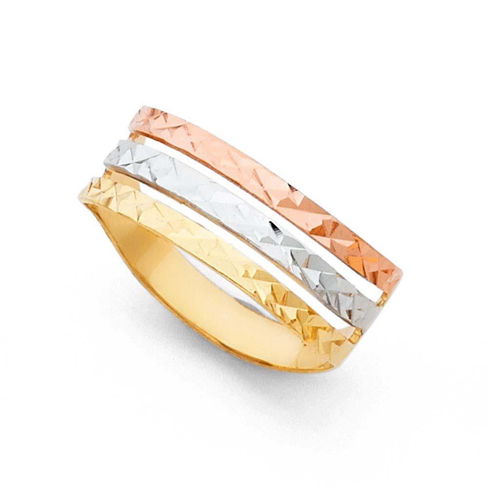 14K Tri Color 7mm Semanario Ring