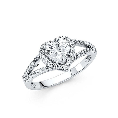 14K White Gold Polished Clear CZ Engagement Ring