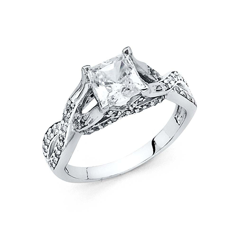 14K White Gold Polished Clear CZ Engagement Ring