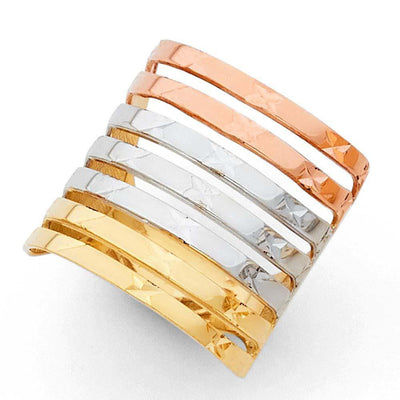 14K Tri Color 20mm Semanario Ring - silverdepot