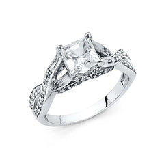 14K White Gold Polished Clear CZ Engagement Ring