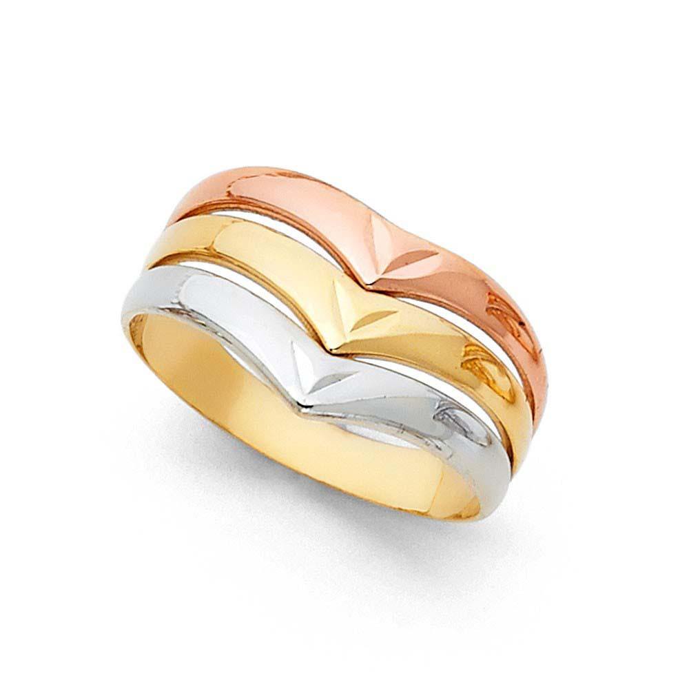 14K Tri Color 10mm Semanario Ring - silverdepot