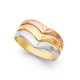 14K Tri Color 10mm Semanario Ring