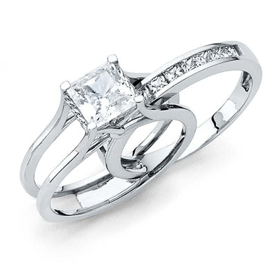 14K White Gold Polished Clear CZ Engagement Ring