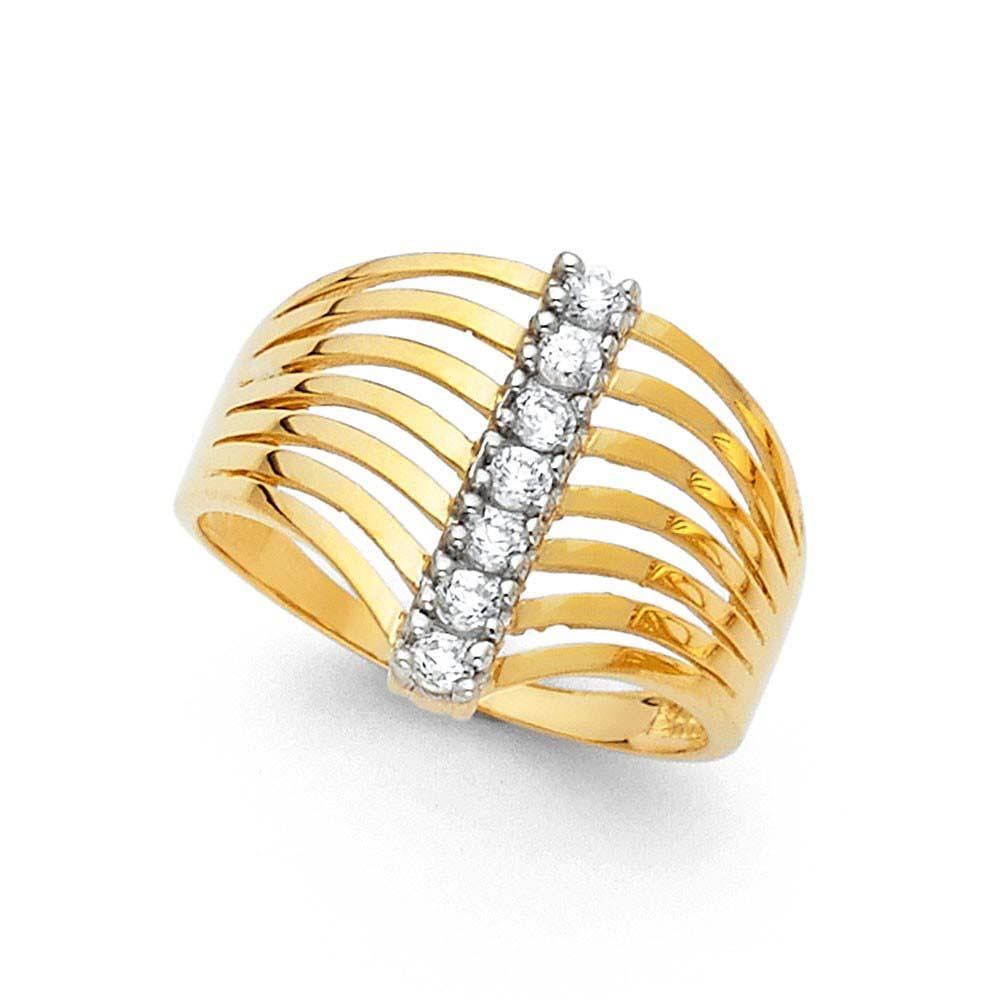 14K Yellow Gold 15mm Clear CZ Semanario Ring