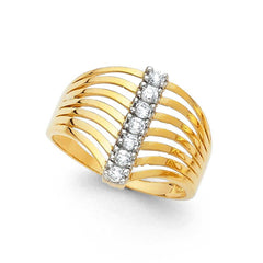 14K Yellow Gold 15mm Clear CZ Semanario Ring