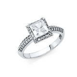 14K White Gold Polished Clear CZ Engagement Ring