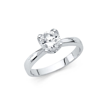 14K White CZ Engagement Ring