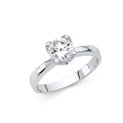 14K White CZ Engagement Ring