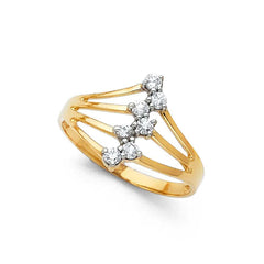 14K Yellow Gold 13mm Clear CZ Semanario Ring