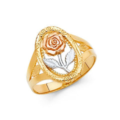 14K Tri Color 16mm Assorted Fancy Flower Ring